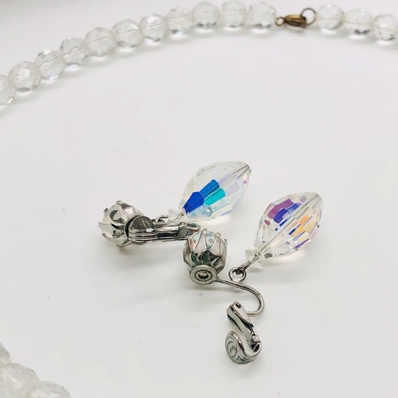 Vintage Deco Crystal Beas Necklace & AB crystal Earrings - Picture 11 of 11